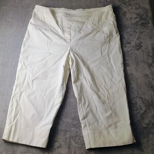Ruby Rd. Capri Pants Womens 14 White Pull On Elastic Waist Stretch Twill Crop